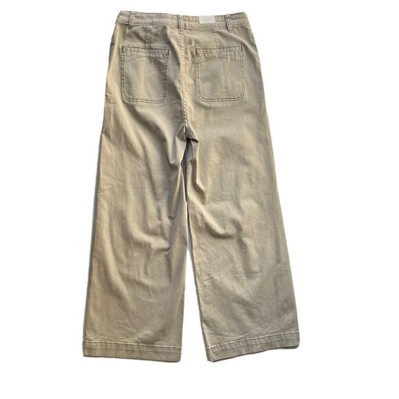 NEW CASLON Nordstrom Wide Leg High Waist Crop Chino Pant Trouser Size 28 Tan - Picture 4 of 10
